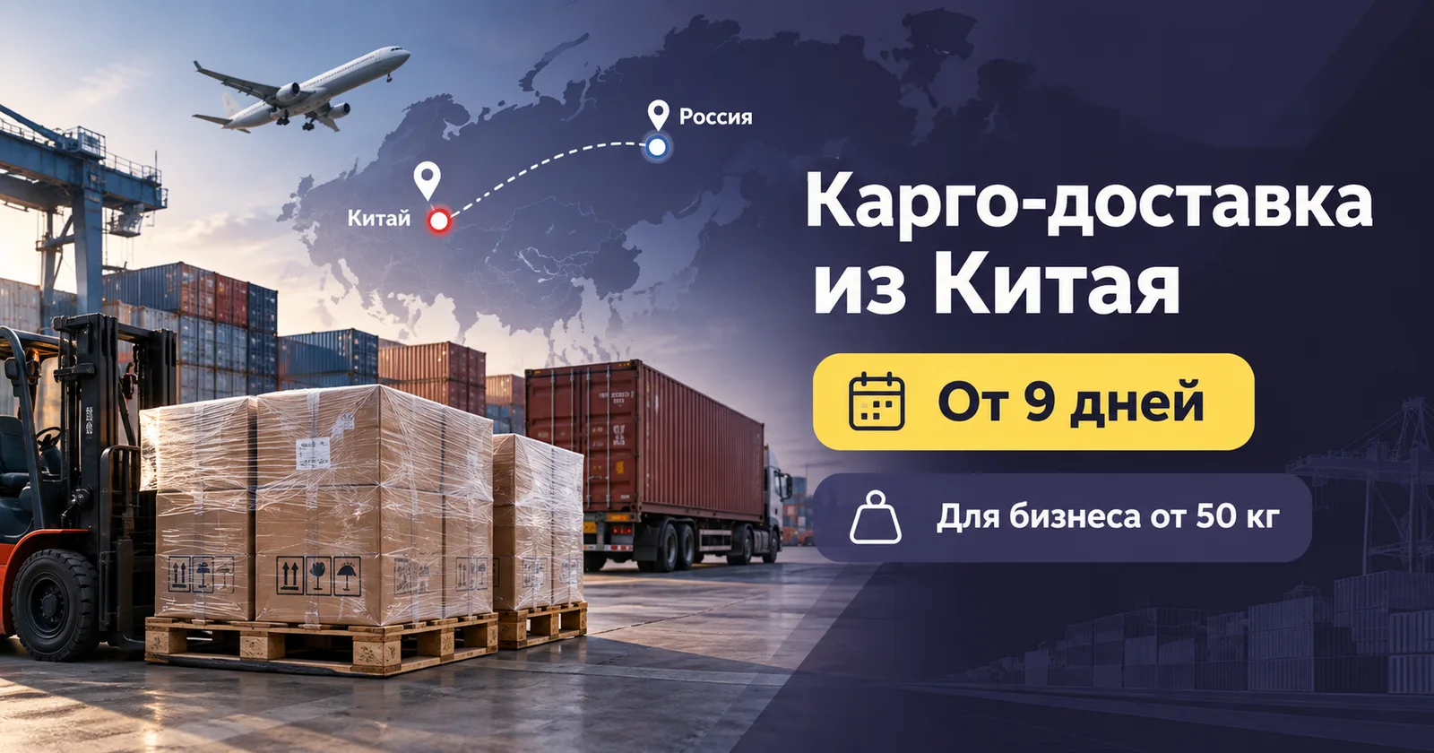 Карго-доставка коммерческого груза из Китая в Россию разными видами транспорта